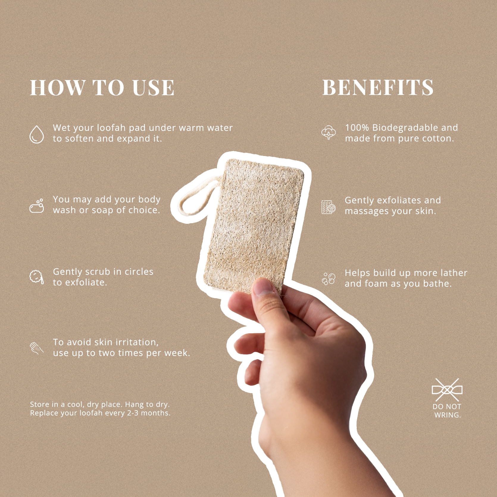 Natural Loofah Pad 2-Pack